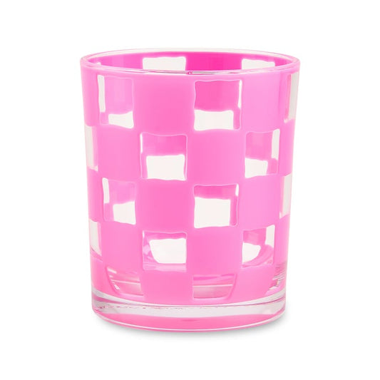 New Pink Check Acrylic Tumblers, Set of 4