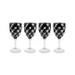 Black Check Acrylic Wine Goblets, Set of 4