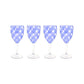 Blue Check Acrylic Wine Goblets, Set of 4