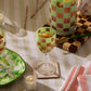 Green Check Acrylic Wine Goblets, Set of 4