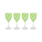 Green Check Acrylic Wine Goblets, Set of 4