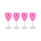 Pink Check Acrylic Wine Goblets, Set of 4