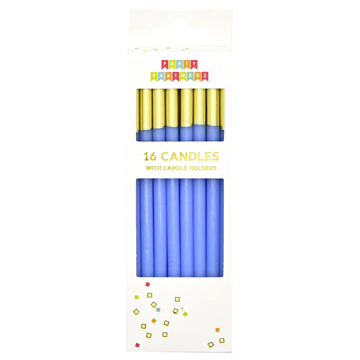 Candle Set - Top Blue Dipped 16 Ct