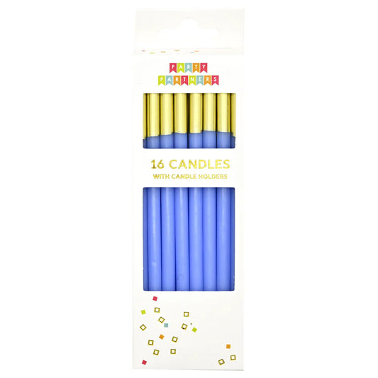 Candle Set - Top Blue Dipped 16 Ct