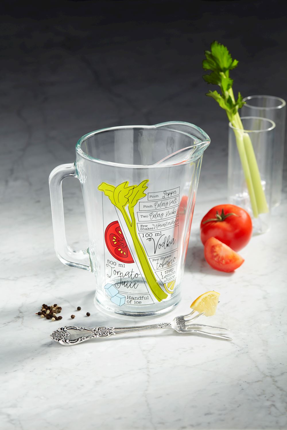 Mudpie Bloody Mary Recipe Pitcher Set