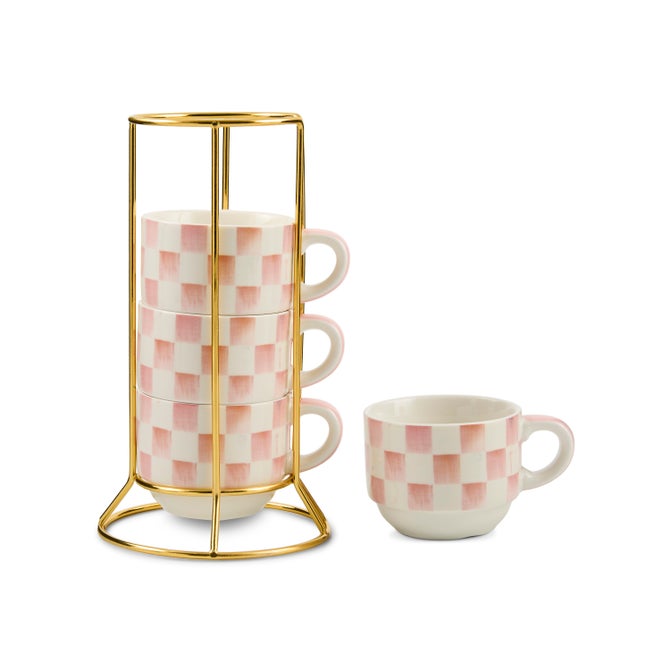 Rosy Check Cappuccino Cup Tower