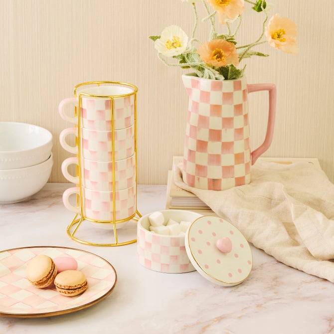 Rosy Check Cappuccino Cup Tower