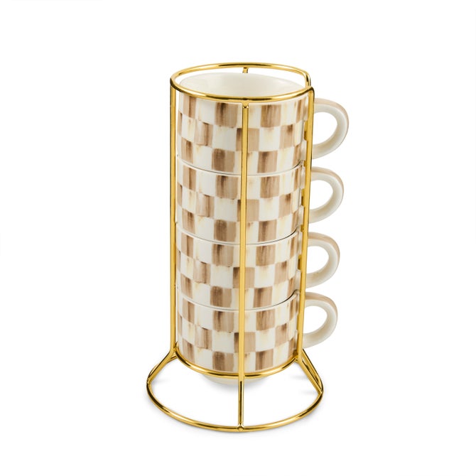 Mocha Check Cappuccino Cup Tower