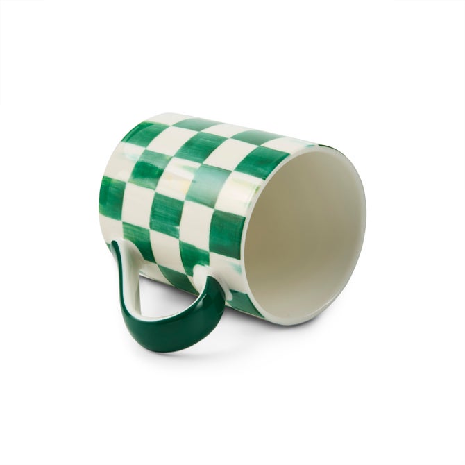 Emerald Check Porcelain Mug