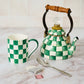 Emerald Check Porcelain Mug
