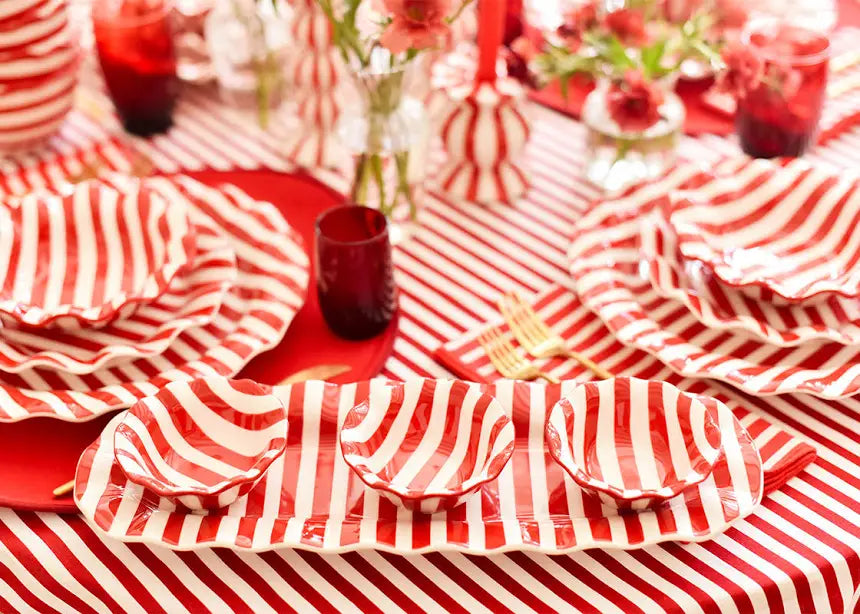 Coton Colors Red Stripe Ruffle Dipping Bowl