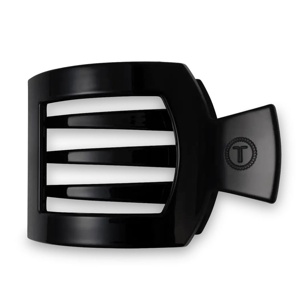 TELETIES Square Flat Hair Clip | Med. | Jet Black