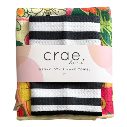 Crae.Home Camellia/Betsy: Double Sided-Hand Towel Washcloth Set