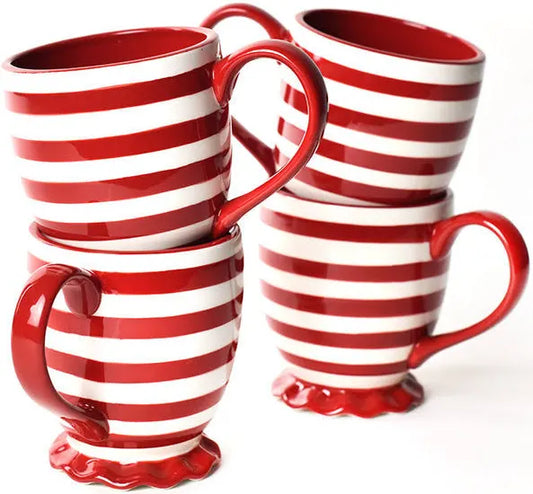 Coton Colors Red Stripe Ruffle Mug