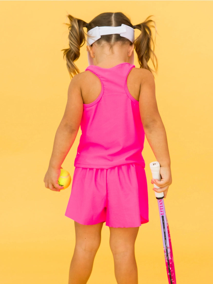 Girls Neon Magenta Active Tank Top