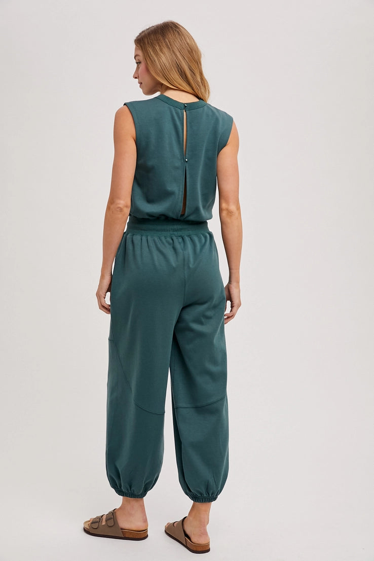 Drawstring Waist Sleeveless Jumpsuit
