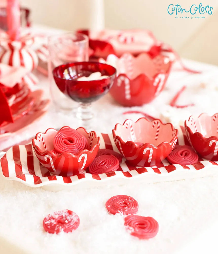 Coton Colors Red Stripe Ruffle Skinny Tray