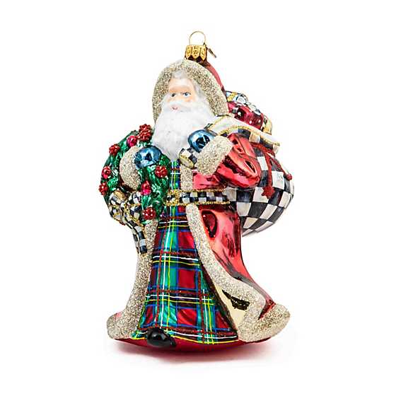 MacKenzie-Childs Tartastic Father Christmas Glass Ornament