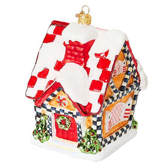 MacKenzie-Childs Bake Shop Gingerbread Cottage Glass Ornament