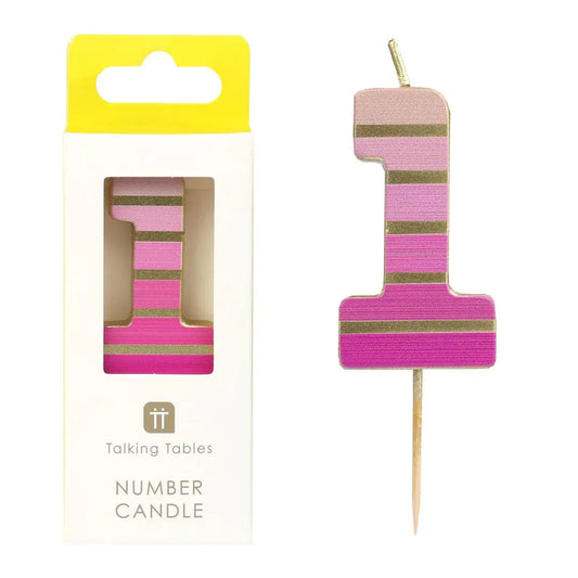 Pink & Gold Number Birthday Candle - 1