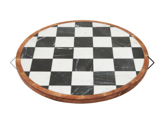 MUDPIE Black & White Check Lazy Susan