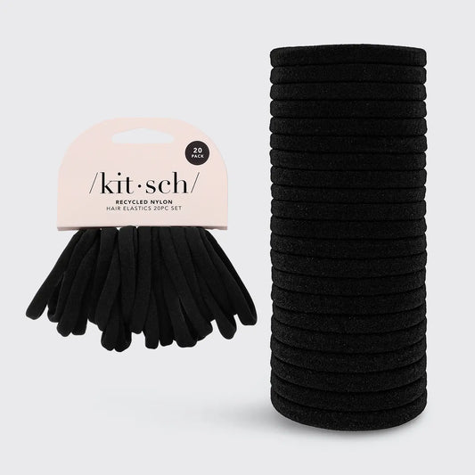 KITSCH Eco-Friendly Nylon Elastics 20pc Set - Black