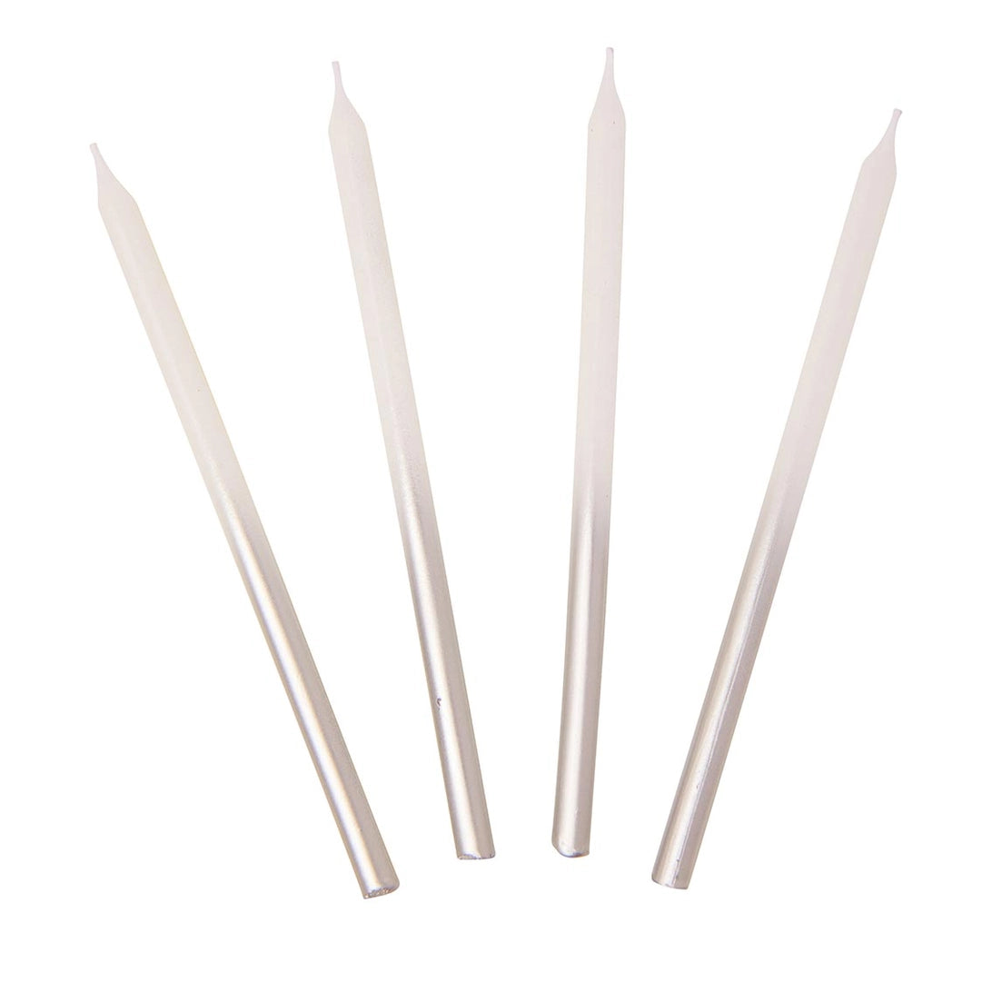 White & Silver Birthday Candles - 16 Pack