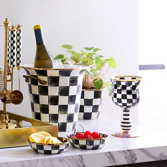 MacKenzie-Childs  Carnival Black Wine Glass
