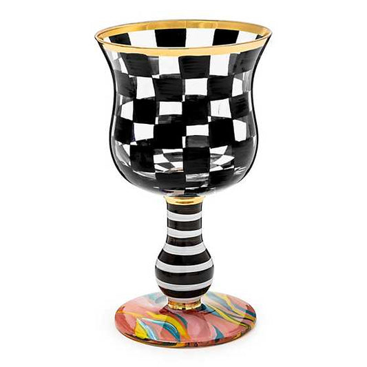 MacKenzie-Childs  Carnival Black Wine Glass