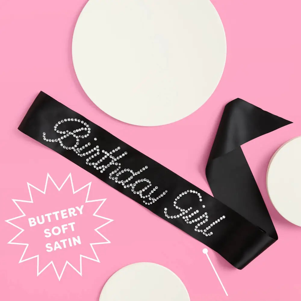 Birthday Girl Sash Black Rhineston