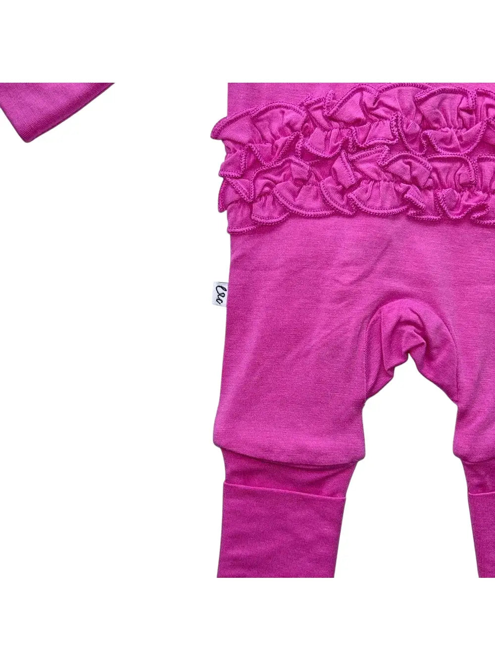 Korrie Pink Bamboo Ruffle Convertible Footie