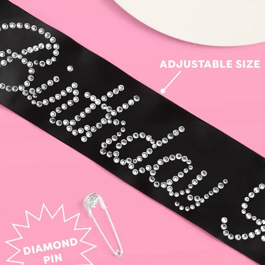 Birthday Girl Sash Black Rhineston