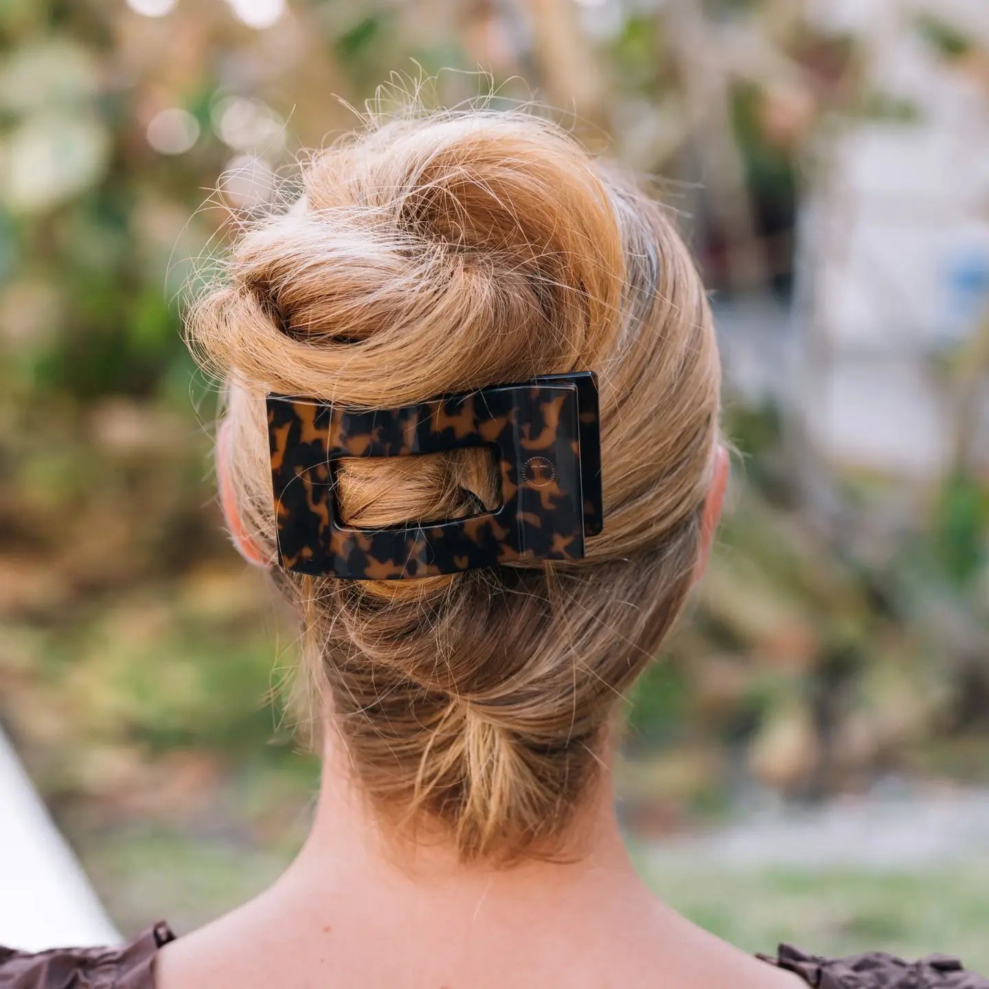 TELETIES Flat Rectangle Hair Clip | Large | Tortoise