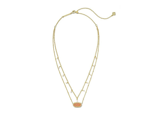 Kendra Scott Elisa Pearl Multi Strand Necklace (Gold Sand Drusy) Necklace