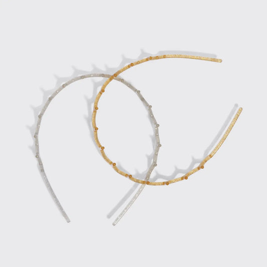 Recycled Plastic Zigzag Headbands 2pc Set - Gold & Silver