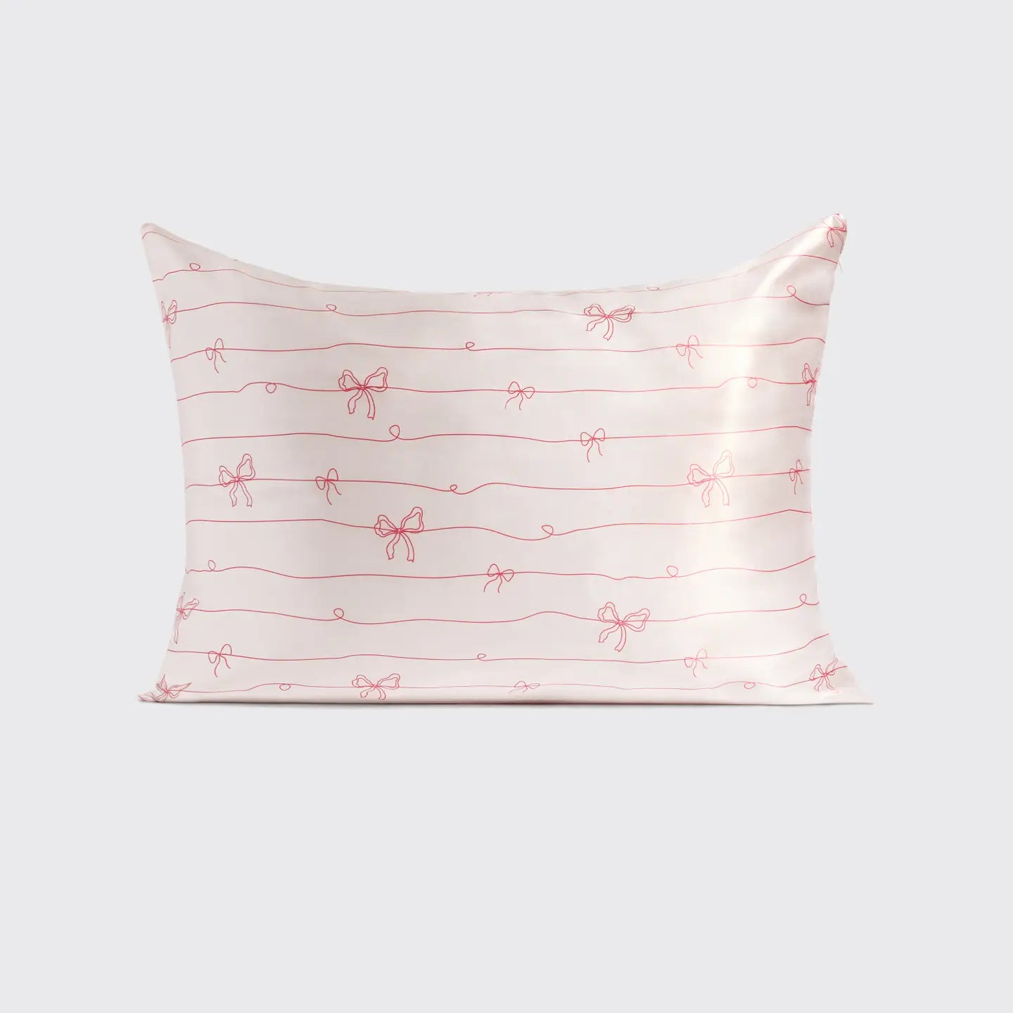 KITSCH Holiday Satin Pillowcase in Striped Bows