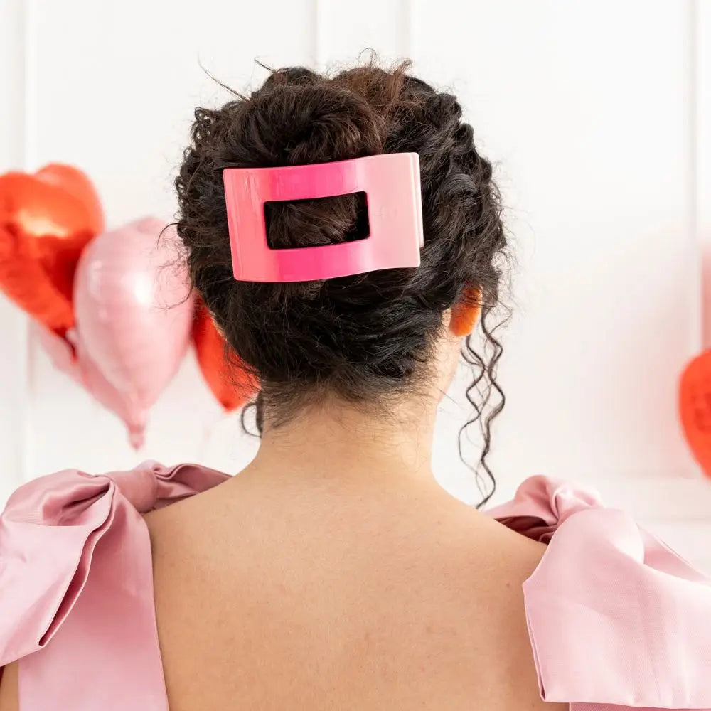 TELETIES Flat Rectangle Hair Clip | Large | Kiss & Tell