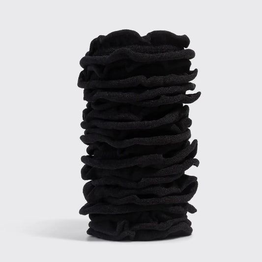 KITSCH Recycled Fabric Petal Hair Elastics 10pc Set - Black