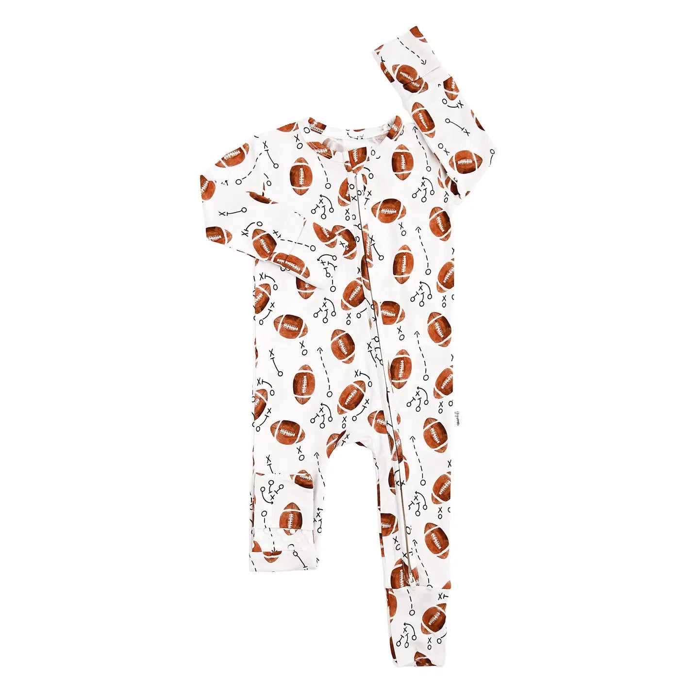 Brady Football Zip Bamboo One Piece Baby Outfit