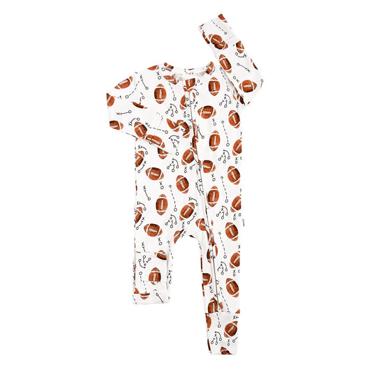 Brady Football Zip Bamboo One Piece Baby Outfit
