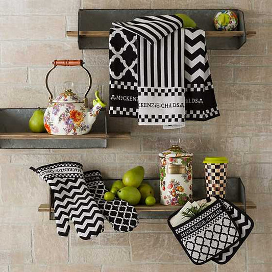 MacKenzie-Childs Black & White Zig Zag Dish Towels, Set of 3