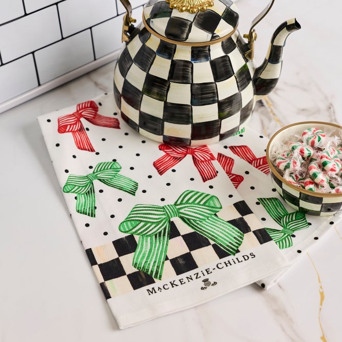 Holiday Bow Printed Dish Towel
