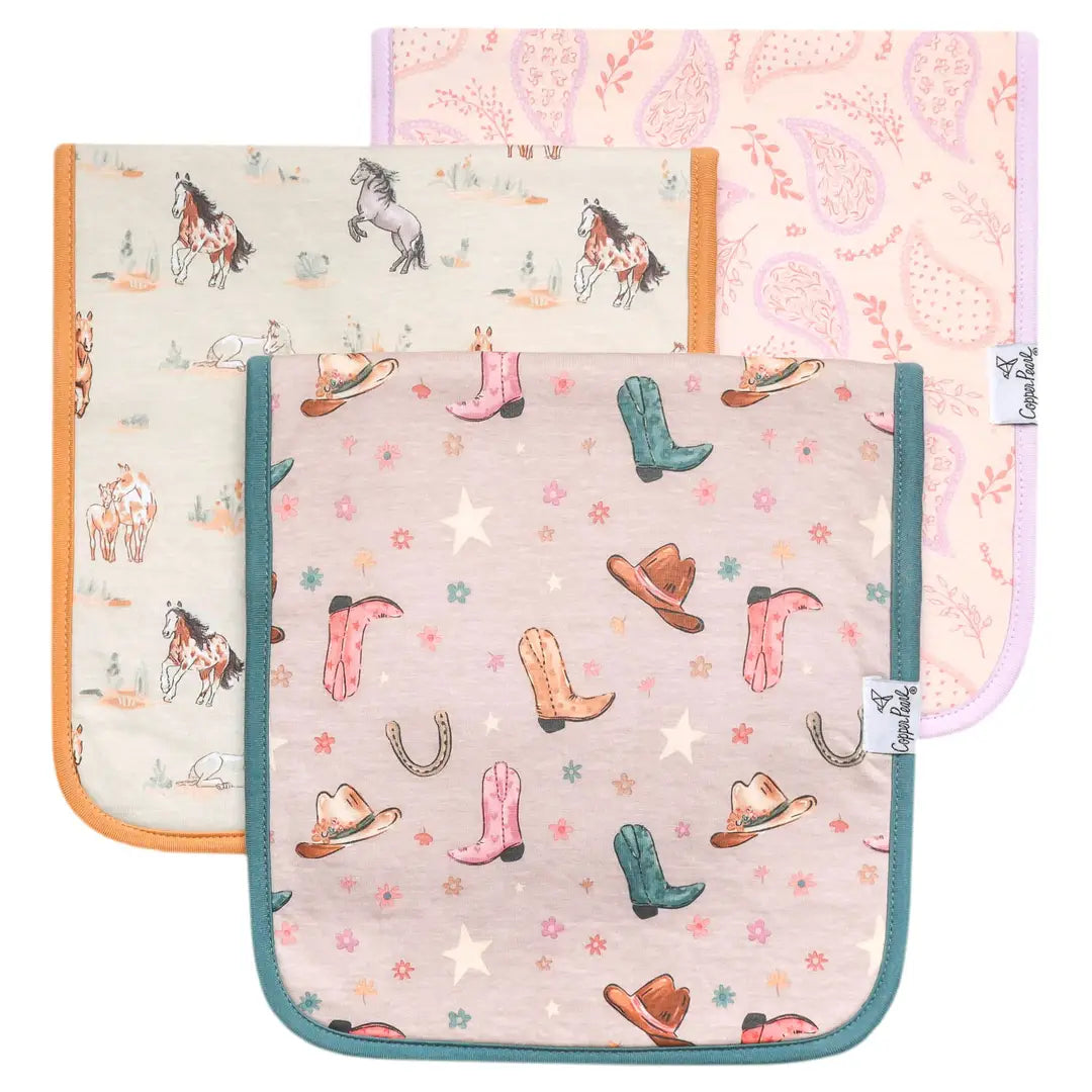 Copper Pearl 3 Pack Premium Burp Cloths - Cheyenne
