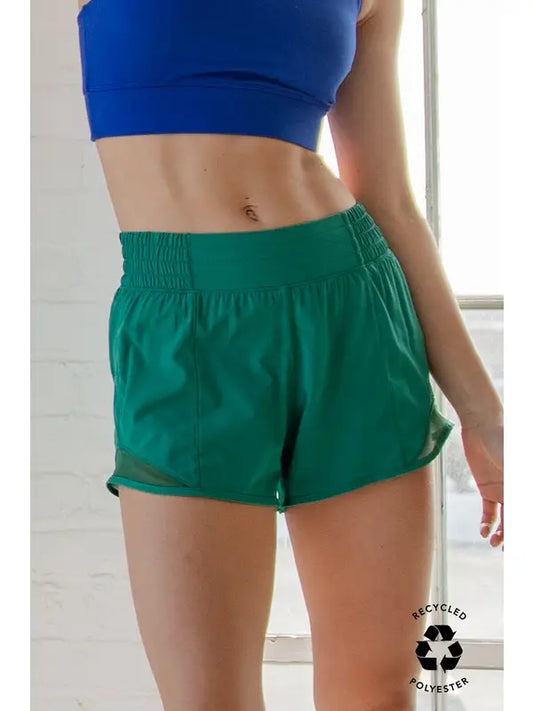 Smocking Waist Band Shorts with Side Mesh