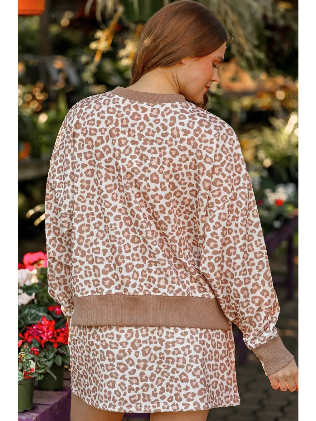 Printed Terry Skort Set- Leopard