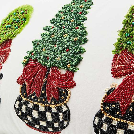 MacKenzie-Childs Holiday Topiary Beaded Lumbar Pillow