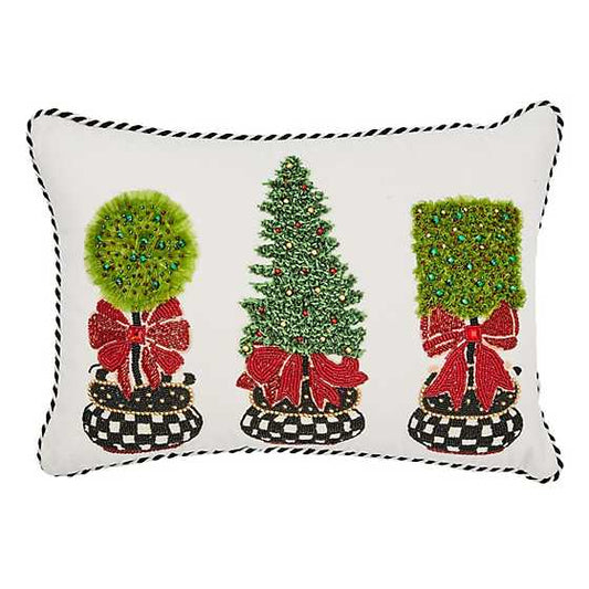 MacKenzie-Childs Holiday Topiary Beaded Lumbar Pillow