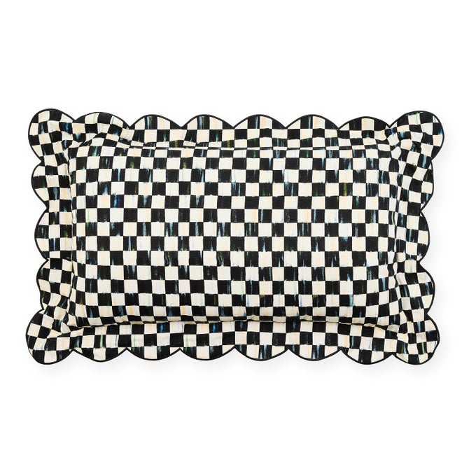 Check Reversible Scalloped Lumbar Throw Pillow