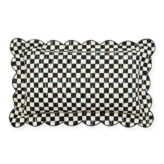 Check Reversible Scalloped Lumbar Throw Pillow