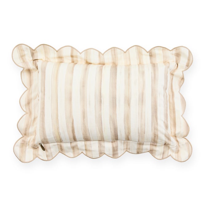 Mocha Check Reversible Scalloped Lumbar Throw Pillow
